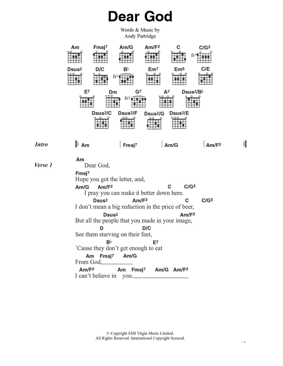 Dear God Acoustic Guitar scores gallery preview page 1