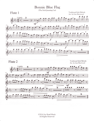 Bonnie Blue Flag for Three Flutes and piano (opt. 3 Clarinets)