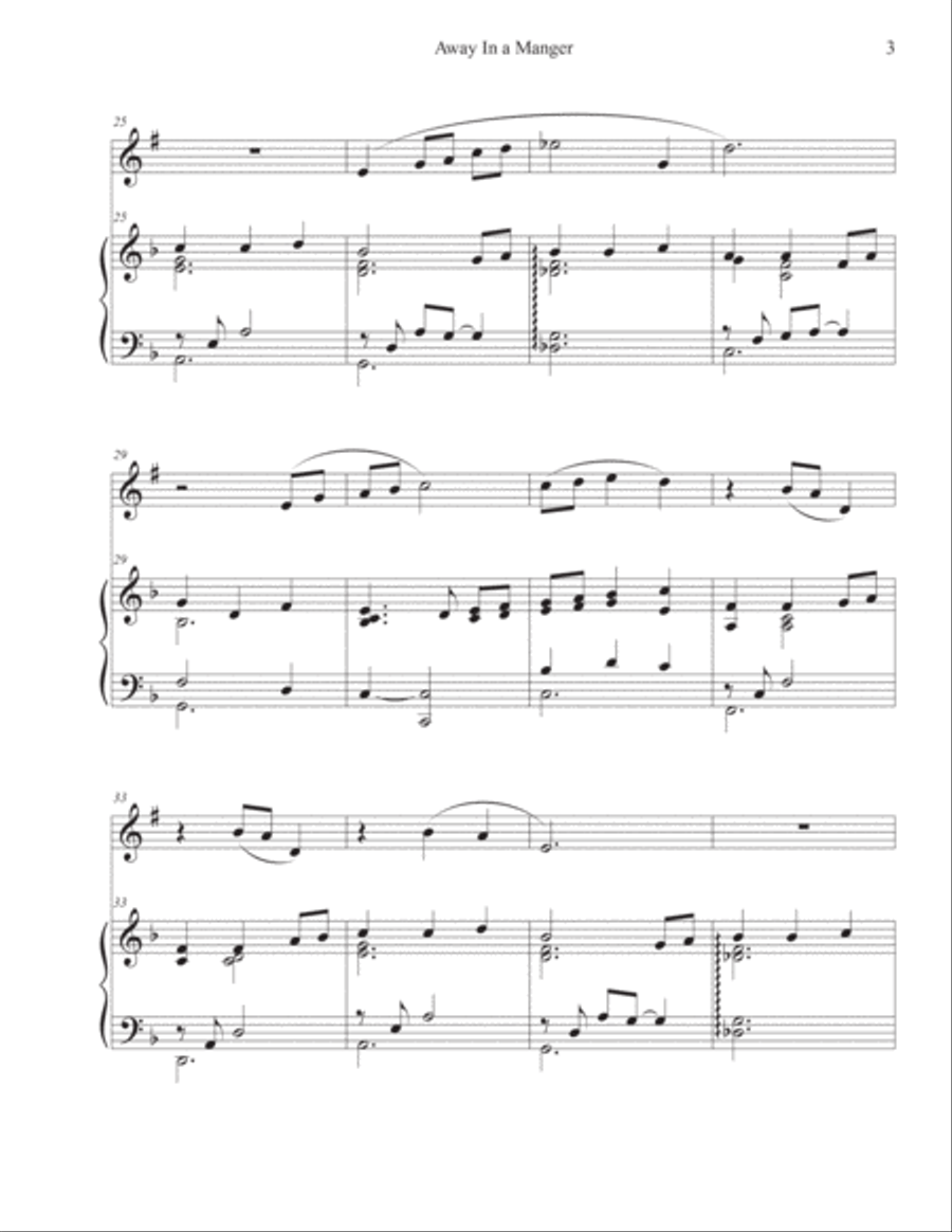 Away In a Manger (Clarinet-Piano) Clarinet Solo scores gallery preview page 3