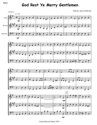 God Rest Ye Merry Gentlemen - Woodwind Trio (Flute, Bb Clarinet, Bassoon)