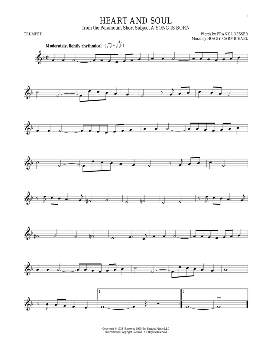 Heart And Soul Trumpet Solo scores gallery preview page 1