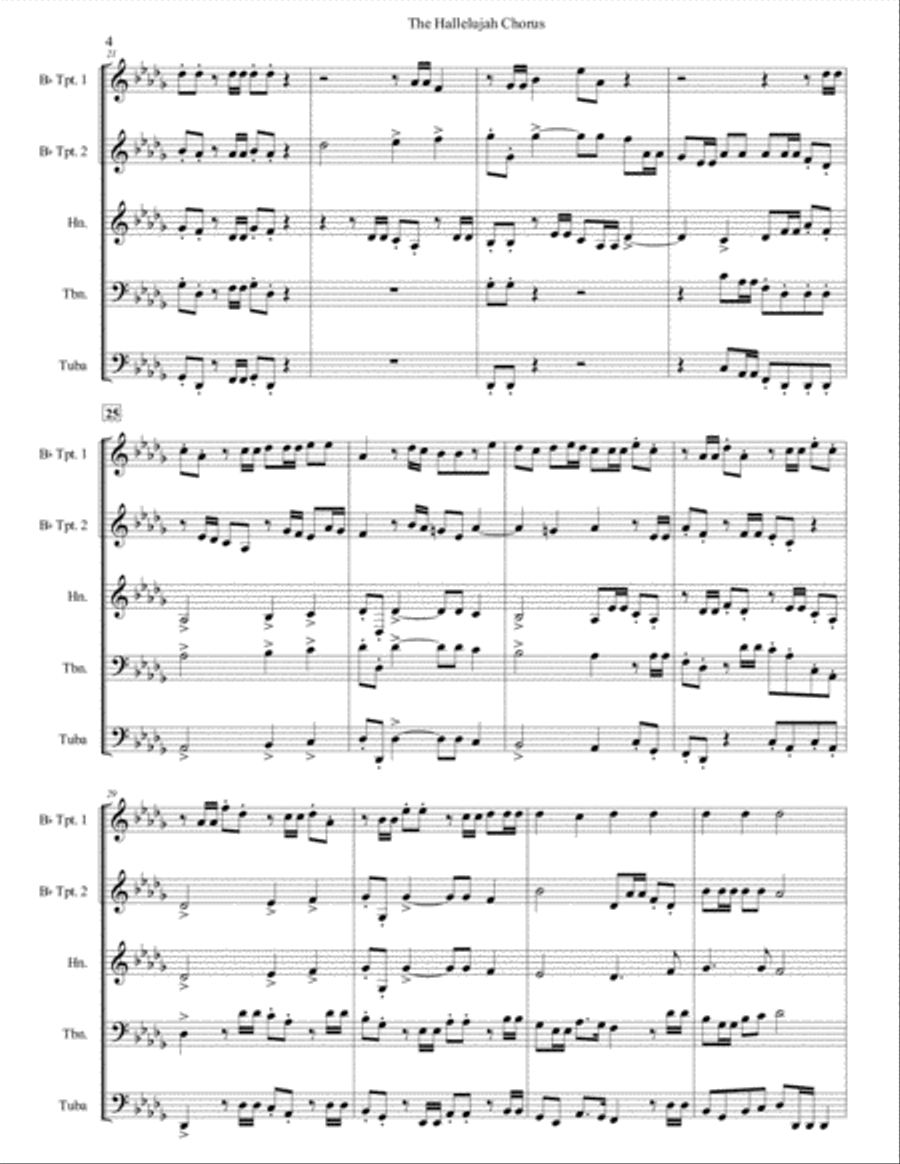 The Hallelujah Chorus for Brass Quintet The Hallelujah Chorus for Brass Quintet Brass Quintet scores gallery preview page 4