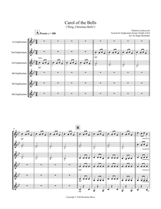 Carol of the Bells (F min) (Euphonium Sextet - Treble Clef)