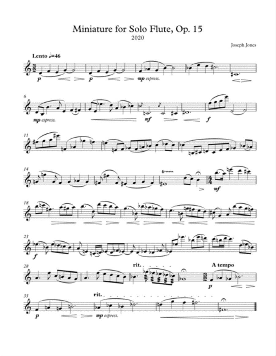 Miniature for Solo Flute, Op. 15 Flute Solo scores gallery preview page 1