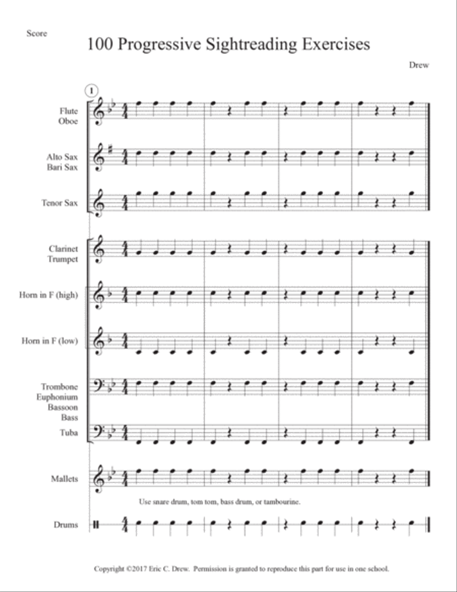 100 Progressive Sightreading Exercises for Band Concert Band scores gallery preview page 5