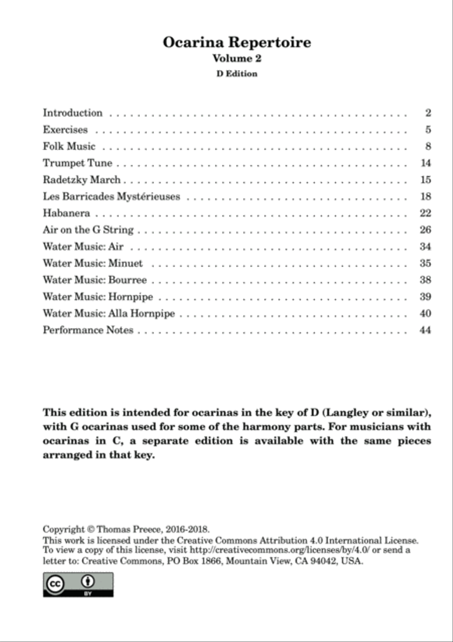 Ocarina Repertoire Volume 2 by Thomas Preece (D Edition) ocarina scores gallery preview page 2