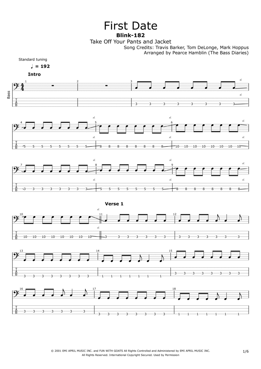 First Date Bass Guitar scores gallery preview page 1