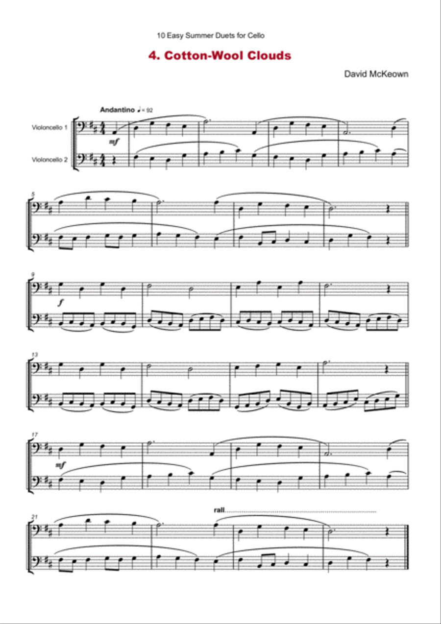 10 Easy Summer Duets for Cello String Duet scores gallery preview page 6