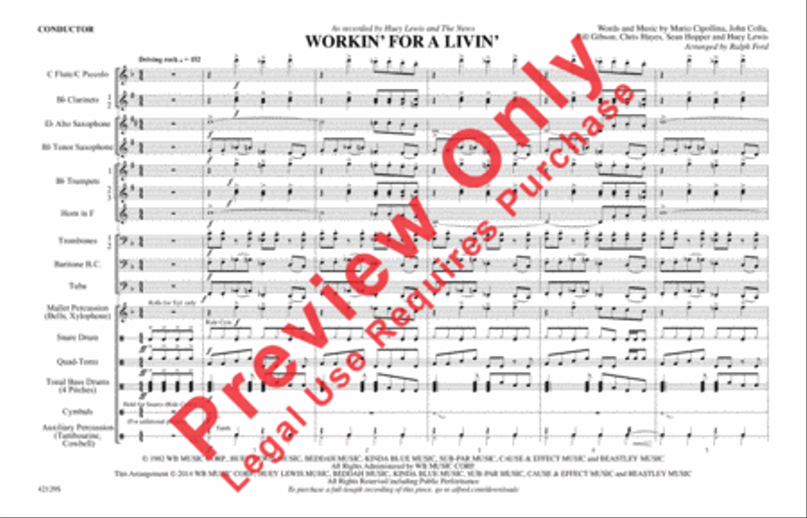 Workin' for a Livin' Marching Band scores gallery preview page 2