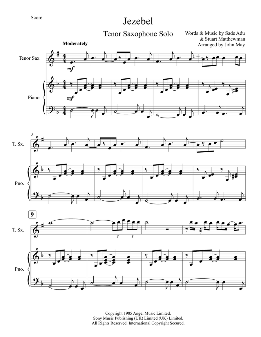 Jezebel Tenor Saxophone scores gallery preview page 3