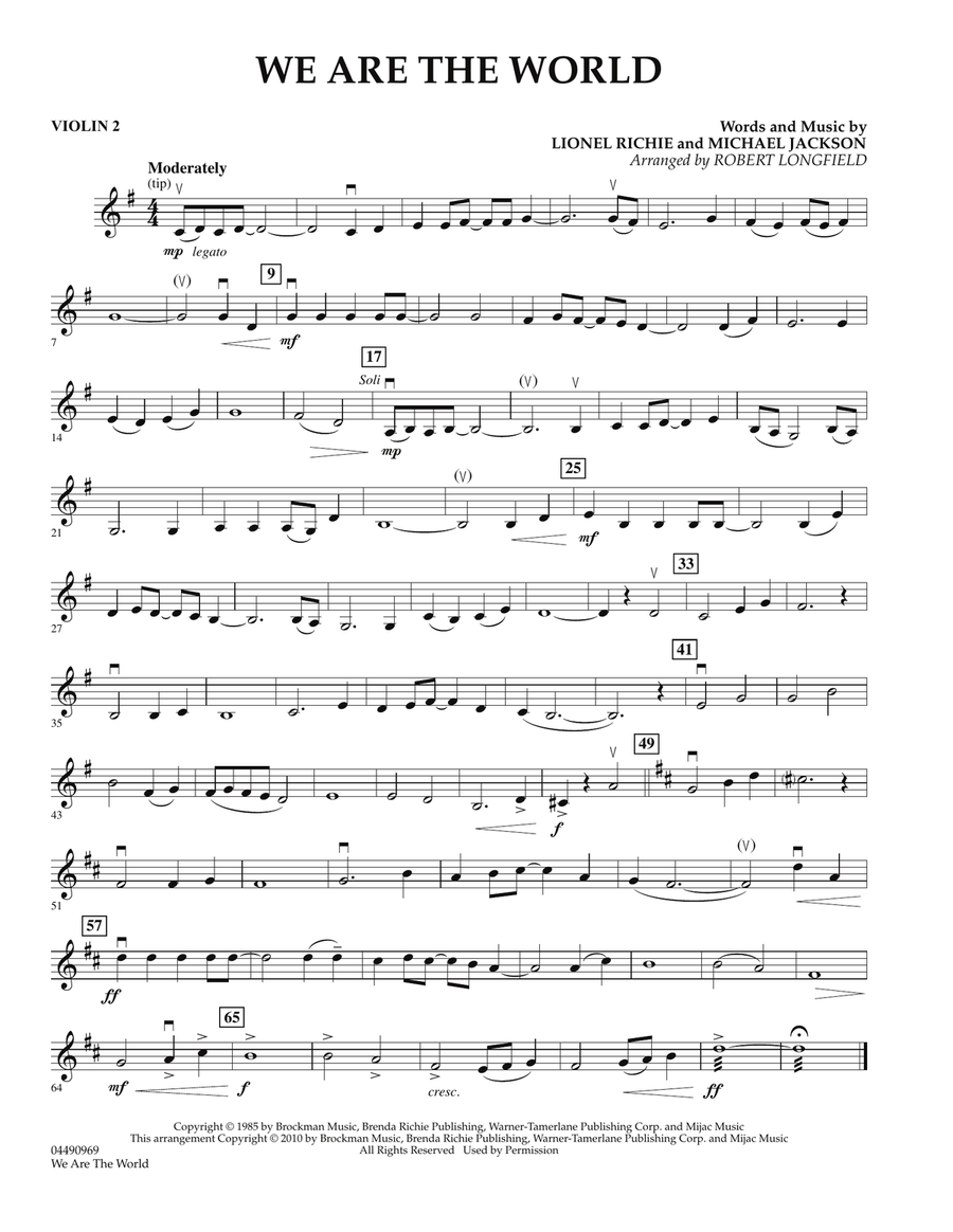 We Are The World - Violin 2 Orchestra scores gallery preview page 1
