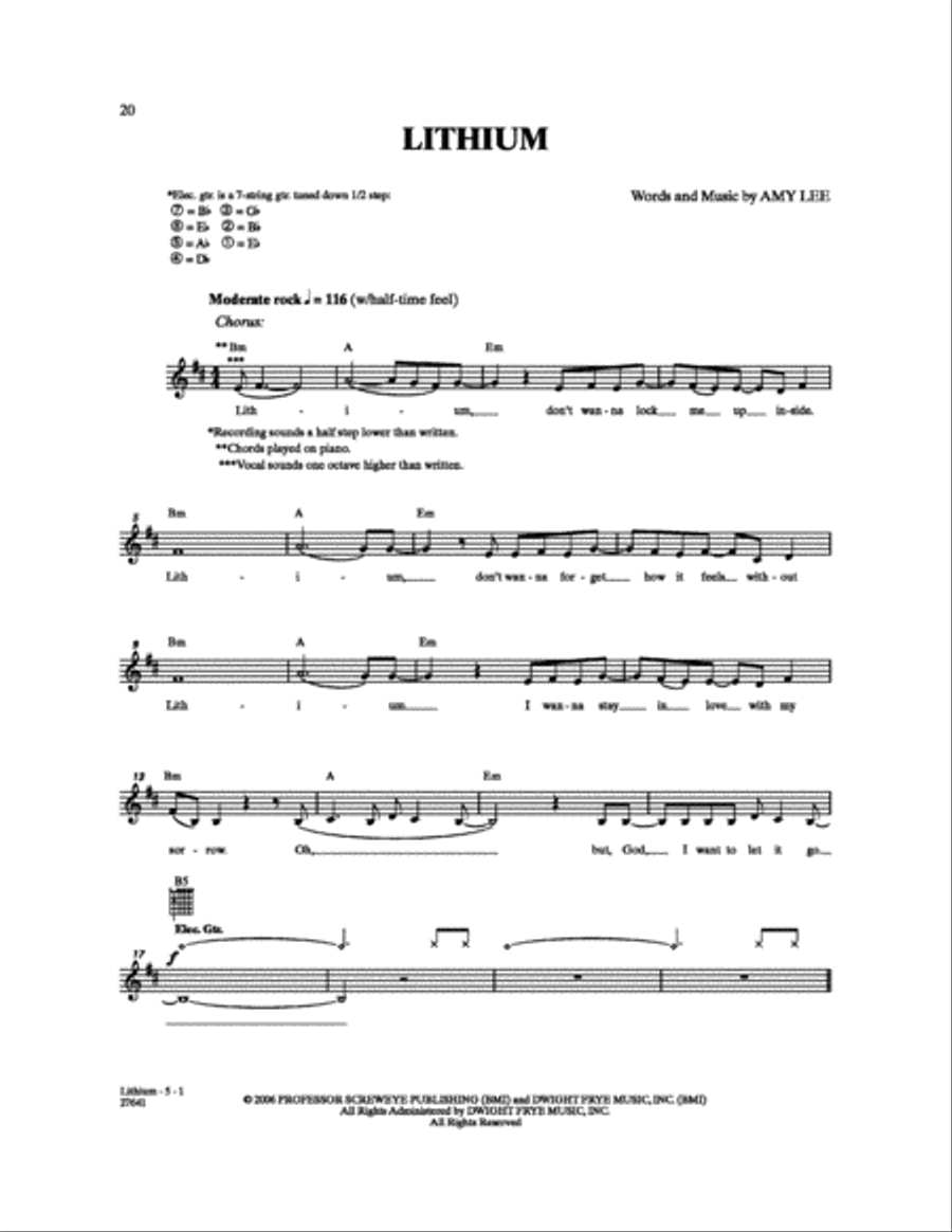 Lithium Electric Guitar scores gallery preview page 1