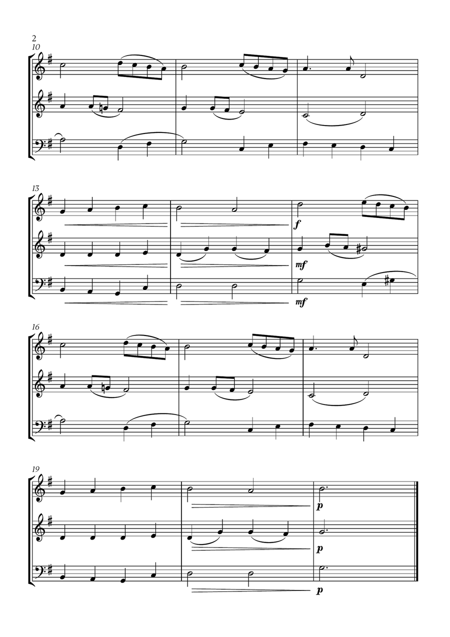 Angels We Have Heard On High (for 2 Flutes and Trombone) Flute Duet scores gallery preview page 2