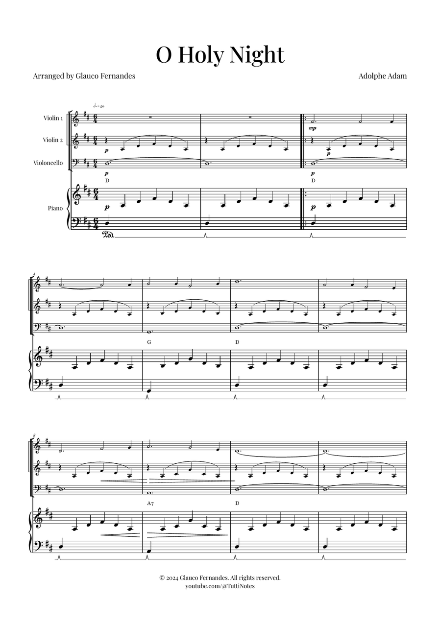 O Holy Night | Two Violins, Cello & Piano String Trio scores gallery preview page 1
