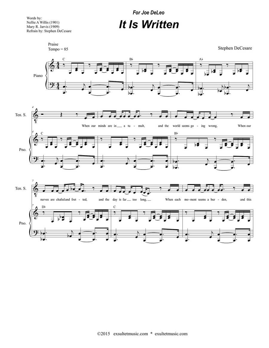 It Is Written (Tenor solo and SATB) 4-Part scores gallery preview page 2