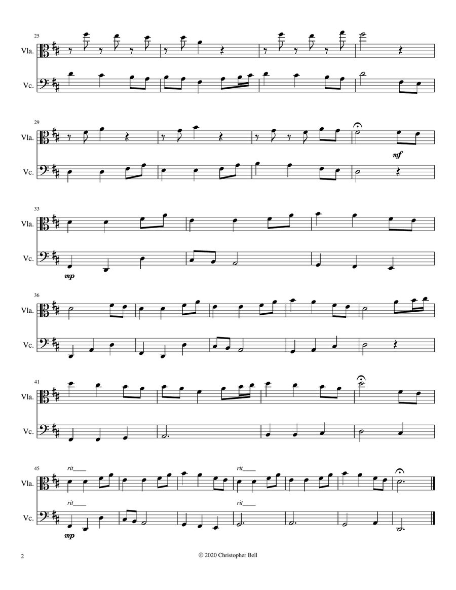 Come Thou Fount of Every Blessing - Viola/Cello Duet String Duet scores gallery preview page 2