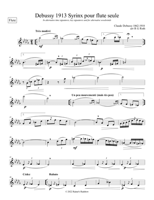 Debussy Syrinx Flute or Alto Flute Solo