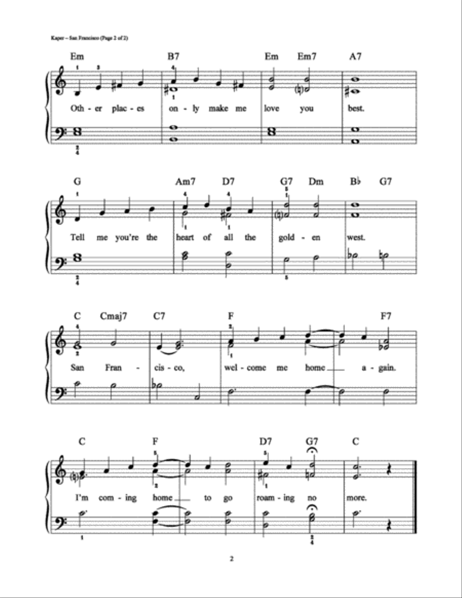 San Francisco Easy Piano scores gallery preview page 2