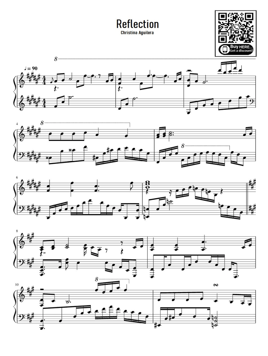 Reflection Easy Piano scores gallery preview page 1