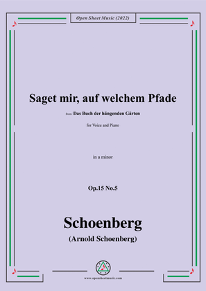 Book cover for Schoenberg-Saget mir,auf welchem Pfade,in a minor,Op.15 No.5