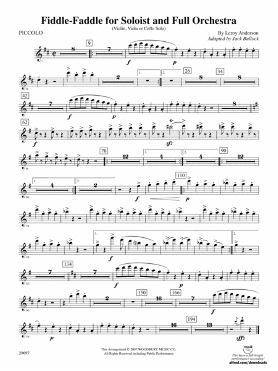 Fiddle-Faddle for Soloist and Full Orchestra: Piccolo Full Orchestra scores gallery preview page 1