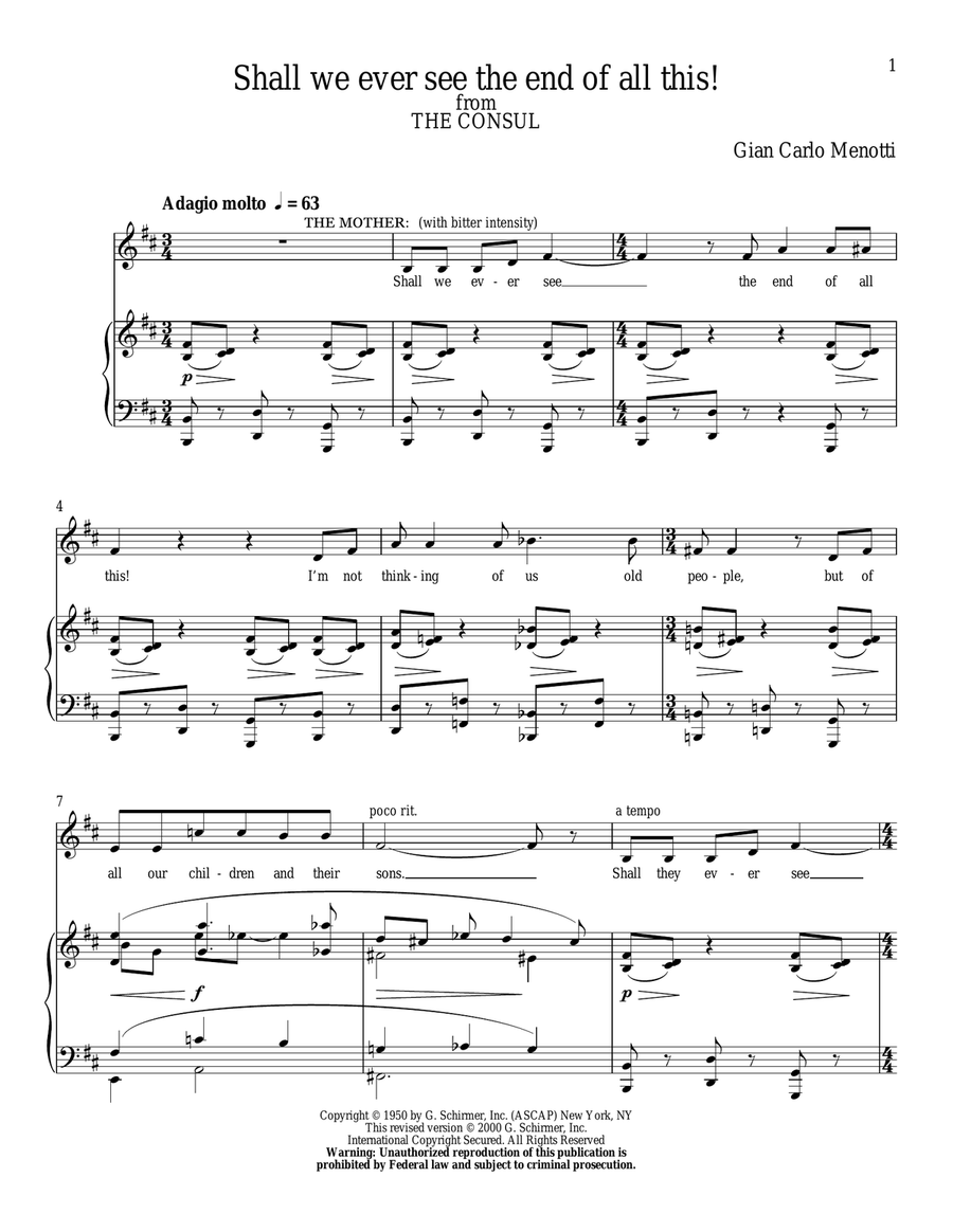 Shall We Ever See The End Of All This! Piano, Vocal scores gallery preview page 1
