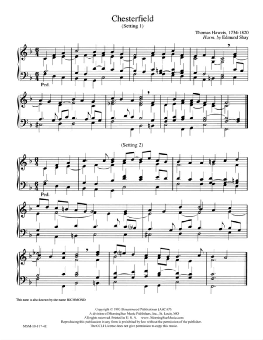 Chesterfield 1 and 2 Chesterfield 1 and 2 Organ scores gallery preview page 1