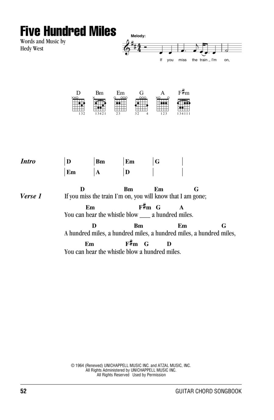 Five Hundred Miles Acoustic Guitar scores gallery preview page 1