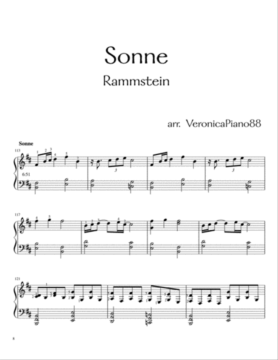 Sonne Piano Solo scores gallery preview page 1