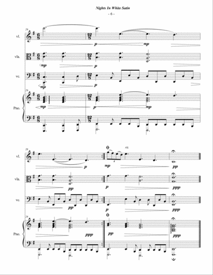 Nights In White Satin Piano Quartet scores gallery preview page 6