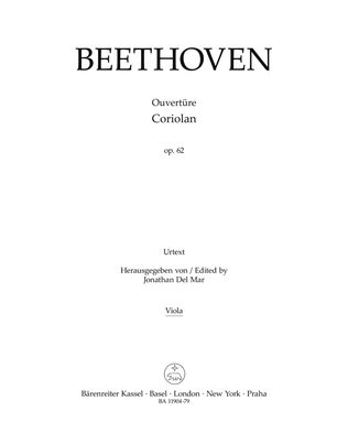 Book cover for Overture "Coriolan" for Orchestra, op. 62