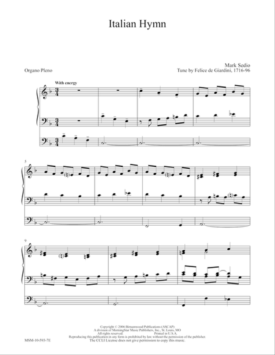 Italian Hymn Organ scores gallery preview page 1
