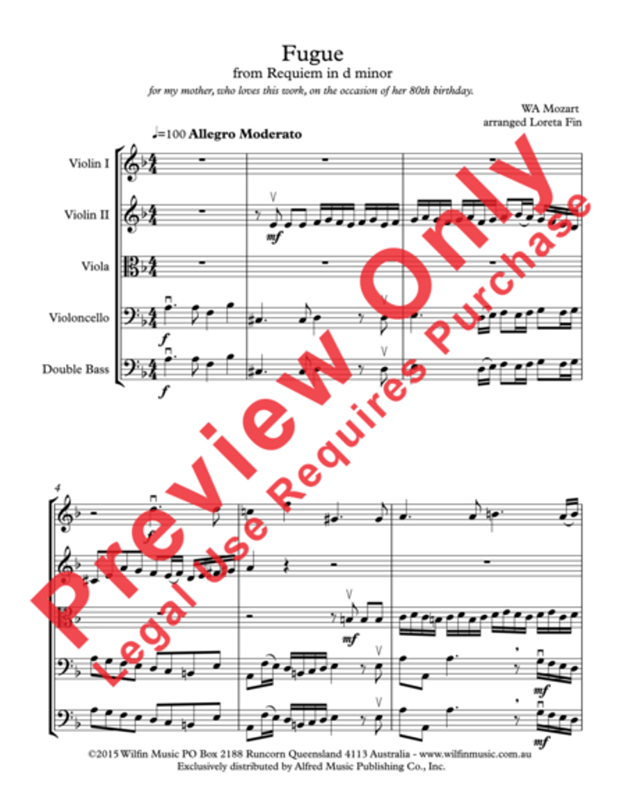 Fugue from Requiem in D minor String Orchestra scores gallery preview page 4
