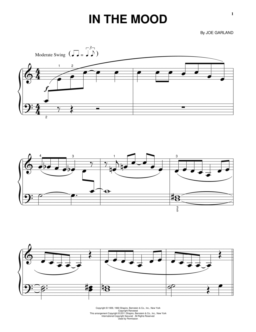 In The Mood In The Mood Easy Piano scores gallery preview page 1