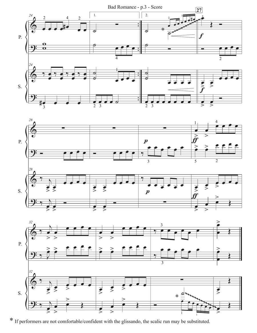 Bad Romance Piano scores gallery preview page 4