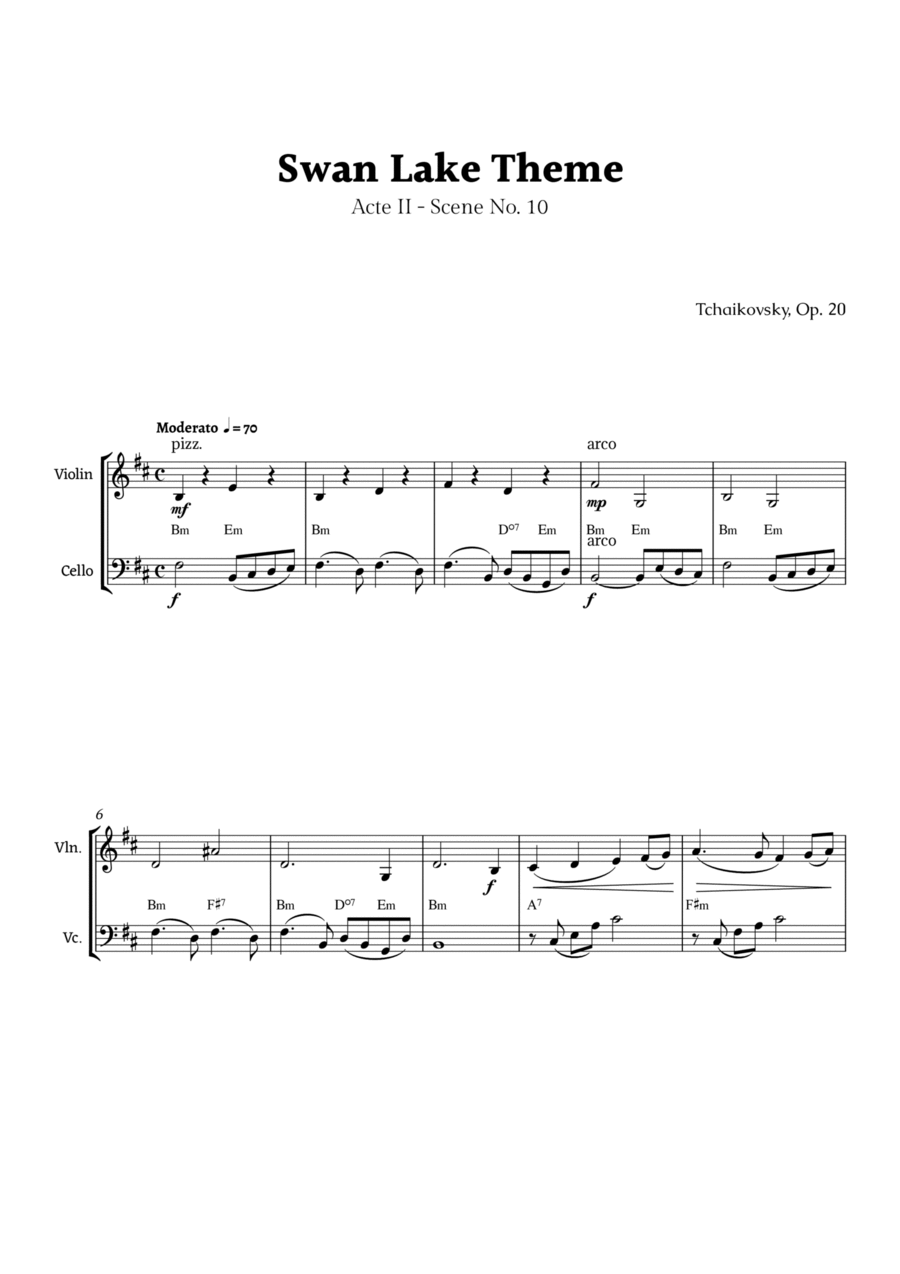 Swan Lake Theme by Tchaikovsky Piano Trio scores gallery preview page 1