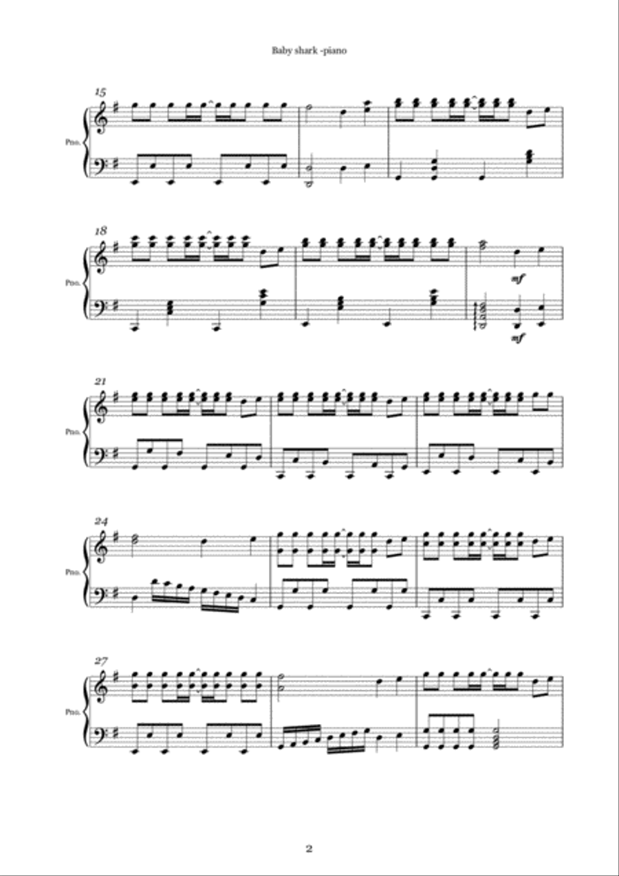Baby Shark Baby Shark Easy Piano scores gallery preview page 2