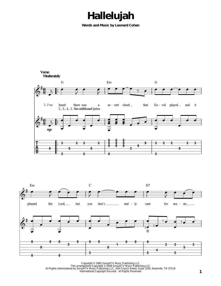 Hallelujah Hallelujah Acoustic Guitar scores gallery preview page 1