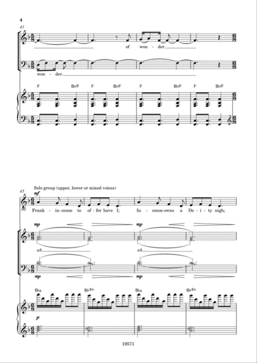 Three More Jazz Carols (We Three Kings; In the Bleak Midwinter; Personent Hodie) 4-Part scores gallery preview page 4