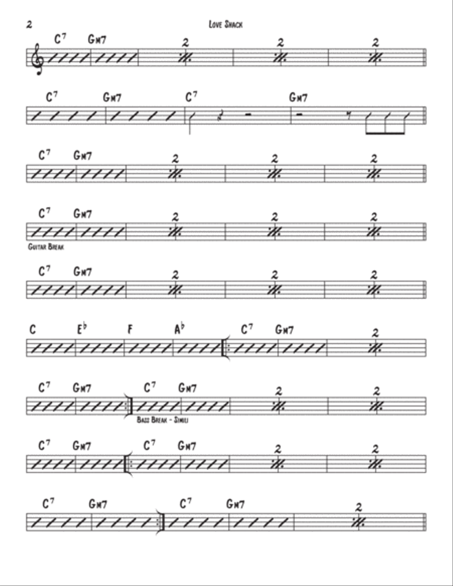Love Shack Love Shack Piano, Vocal, Guitar scores gallery preview page 2