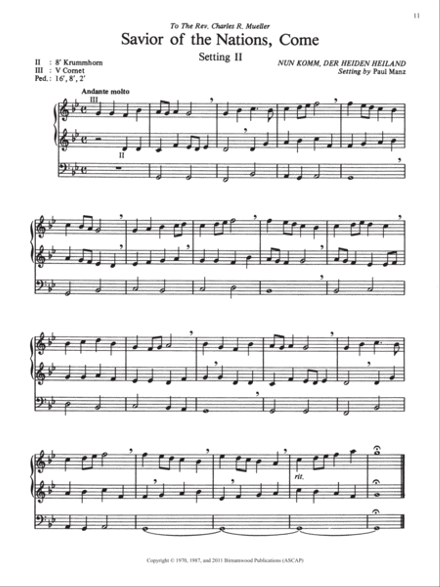 Savior of the Nations, Come (Setting II) Organ scores gallery preview page 1