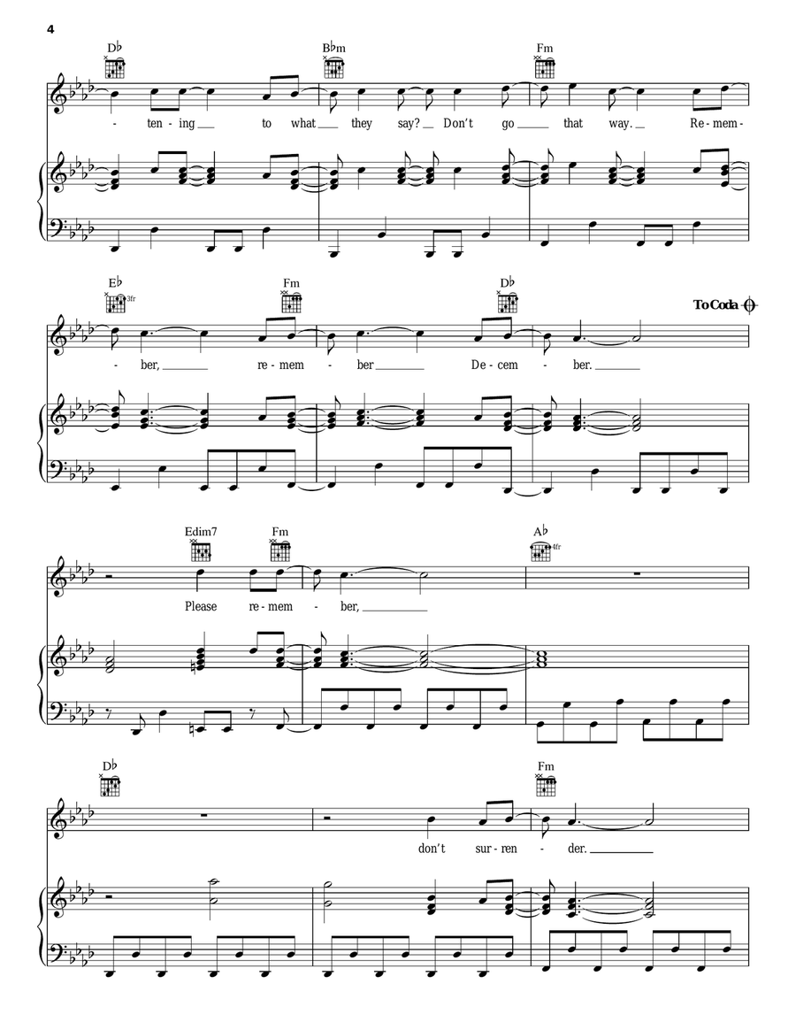 Remember December Piano, Vocal, Guitar scores gallery preview page 4