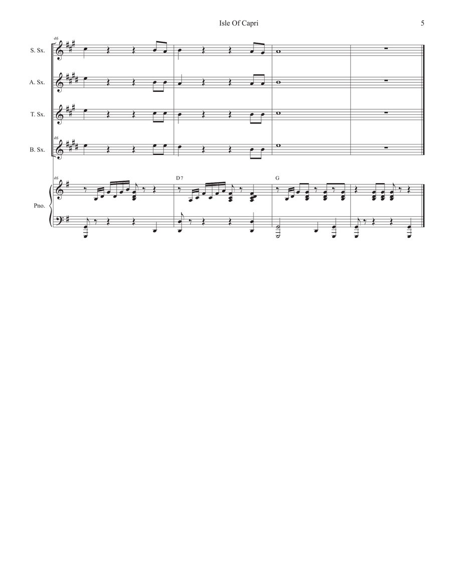 Isle Of Capri Saxophone Quartet scores gallery preview page 5