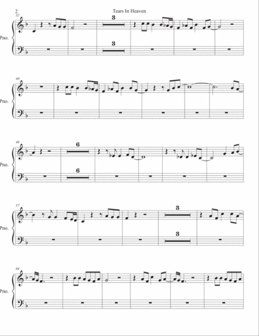 Tears In Heaven Easy Piano scores gallery preview page 2