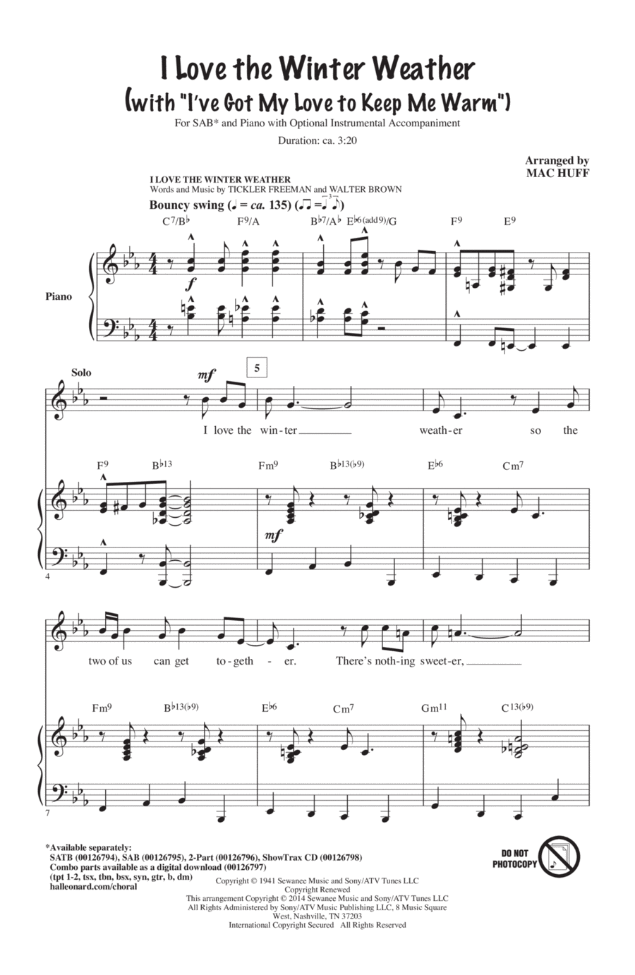 I Love The Winter Weather 3-Part scores gallery preview page 1