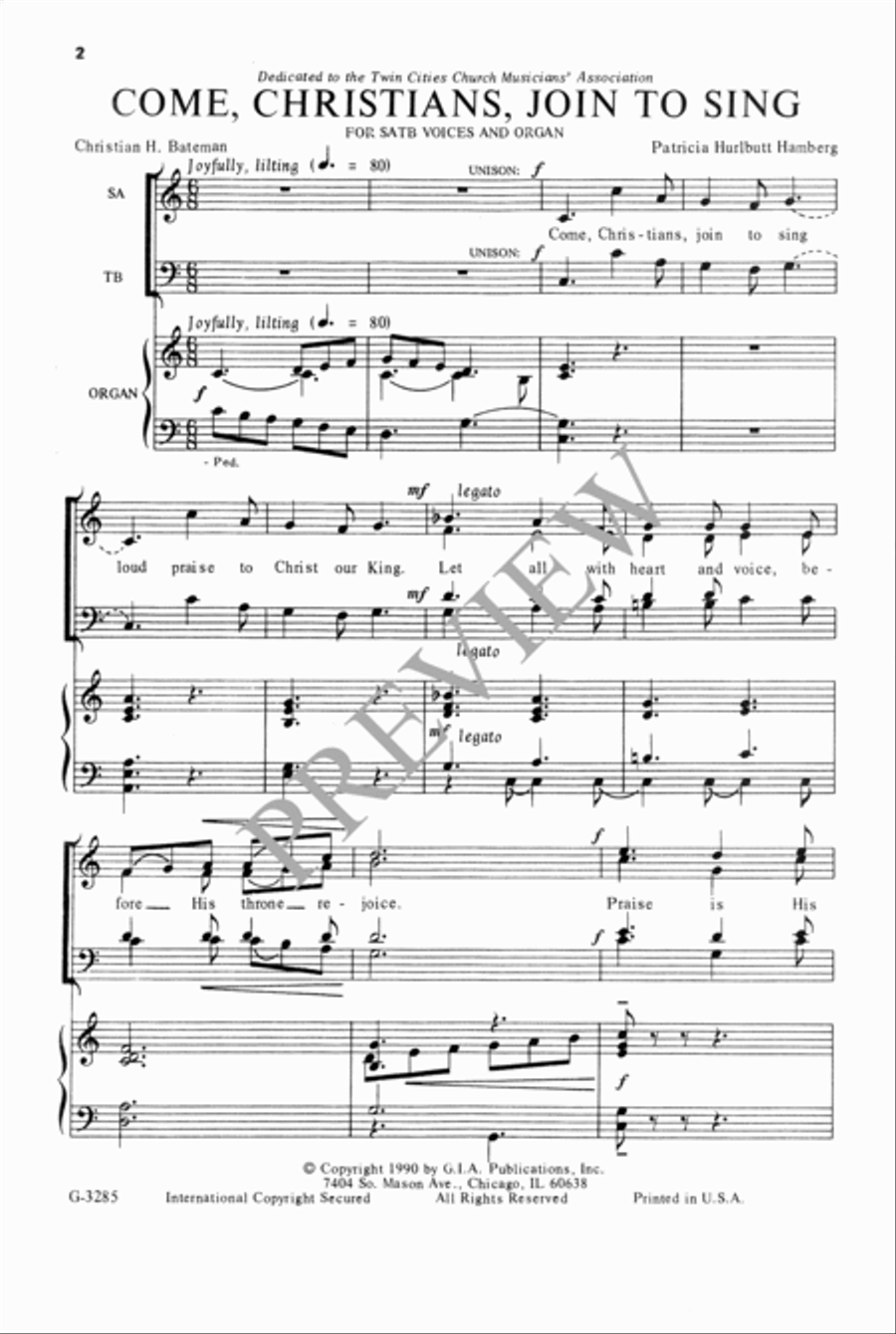 Come, Christians, Join to Sing 4-Part scores gallery preview page 3