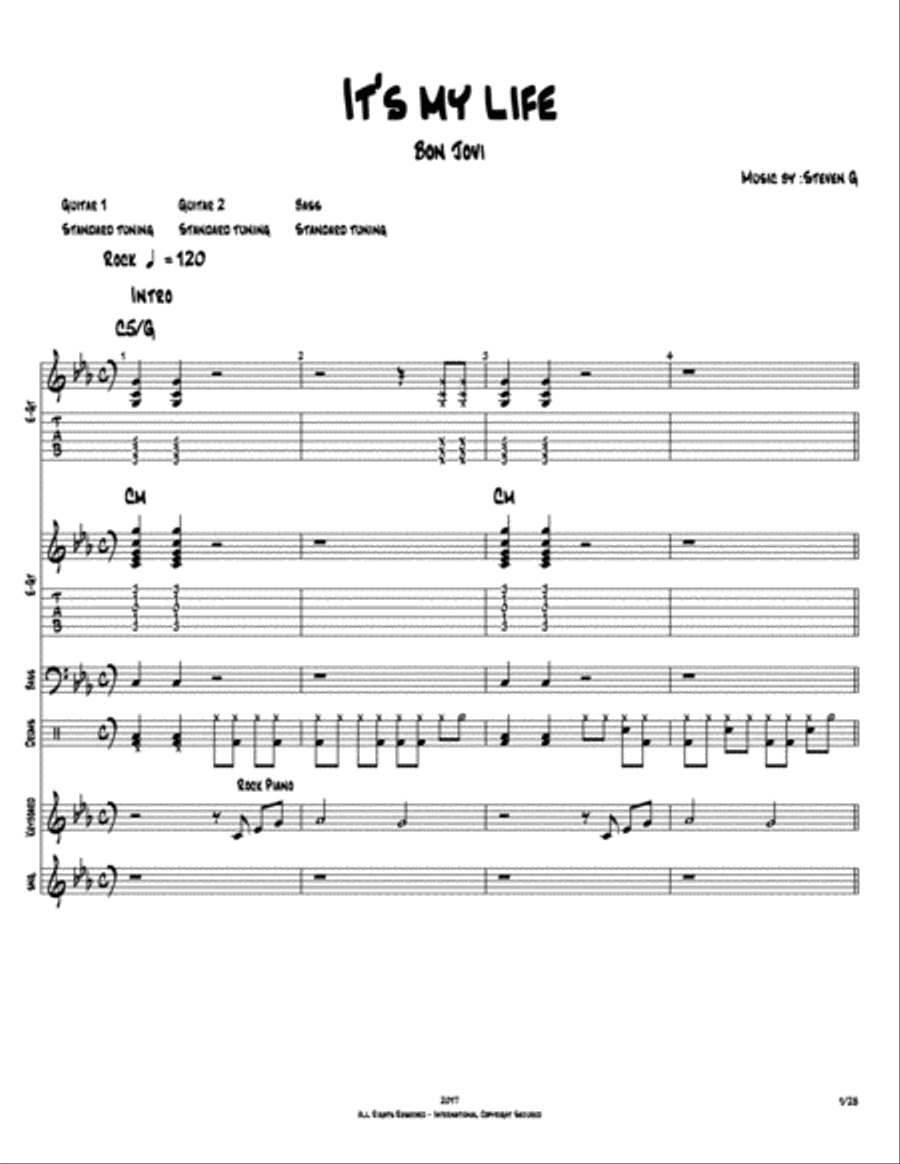 It's My Life Piano, Vocal, Guitar scores gallery preview page 1