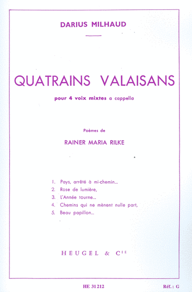 Quatrains Valaisins - 4 Voix Mixtes a Cappella