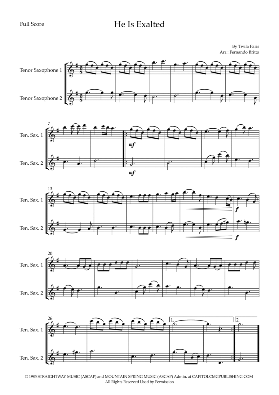 He Is Exalted He Is Exalted Woodwind Duet scores gallery preview page 1