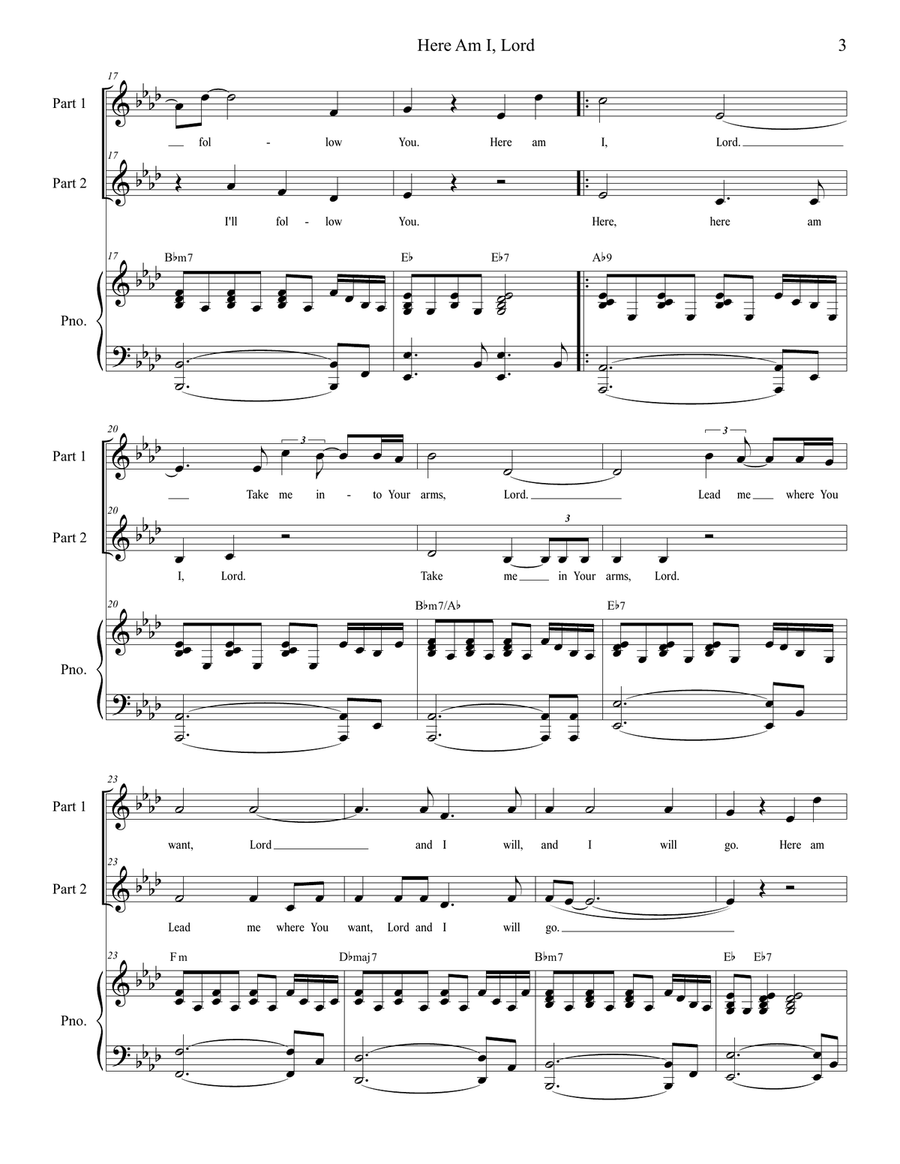 Here Am I, Lord (2-part choir) 2-Part scores gallery preview page 3